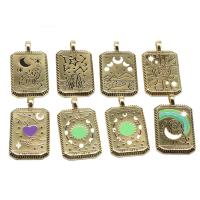 Bijoux pendentifs en laiton, rectangle, émail, couleurs mélangées, 49x27x3mm, Vendu par PC