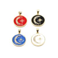 Cubic Zirconia Micro Pave Brass Pendant Round micro pave cubic zirconia & enamel Sold By PC