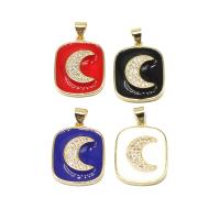 Cubic Zirconia Micro Pave Brass Pendant Square micro pave cubic zirconia & enamel Sold By PC