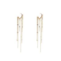 Fashion Fringe Boucles d'oreilles, alliage de zinc, laiton puce boucle d'oreille, Placage, pour femme, plus de couleurs à choisir, 17x90mm, Vendu par paire