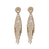 Fashion Fringe Oorbellen, Zinc Alloy, met Bergkristal, 925 thailand sterling zilver oorbel bericht, plated, voor vrouw, meer kleuren voor de keuze, 20x95mm, Verkocht door pair