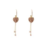 Cubic Zircon (CZ) Drop Earring Zinc Alloy with Cubic Zirconia 925 thailand sterling silver earring hook Heart gold color plated for woman Sold By Pair