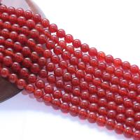 Perles Agates rouges naturelles, agate rouge, Rond, poli, DIY, rouge, Vendu par brin