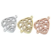 Cubic Zirconia Micro Pave Latão Connector, cobre, banhado, micro pavimento em zircônia cúbica & vazio, Mais cores pare escolha, 18x23mm, Buraco:Aprox 1mm, 10PCs/Lot, vendido por Lot