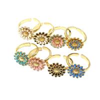 ottone Anelli Cuff, Fiore, Regolabile & per la donna & smalto, nessuno, 15x15x3mm, Venduto da PC