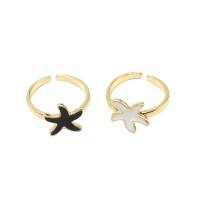 Messing Cuff fingerring, Starfish, Justerbar & for kvinde & emalje, flere farver til valg, 12x13x2mm, Solgt af PC