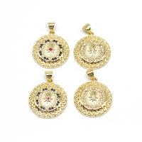 Cubic Zirconia Micro Pave Brass Pendant Round micro pave cubic zirconia Sold By PC