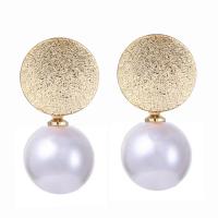 Zinc Alloy Oorbellen, met Plastic Pearl, mode sieraden & voor vrouw, wit, Verkocht door pair