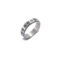 Rozsdamentes acél Finger Ring, Stainless Steel, csiszolt, egynemű & különböző méretű a választás & virágmintás, ezüst, 6mm, Által értékesített PC