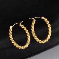 Mens acier inoxydable Hoop boucles d'oreilles, acier inoxydable 316L, Placage de couleur d'or, pour femme, doré, 25x33mm, Vendu par paire