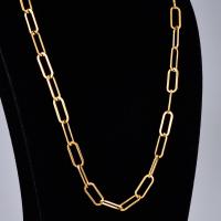 Ketting van edelstaal ketting, 316L roestvrij staal, Geometrisch Patroon, gold plated, ovale keten & voor vrouw, gouden, Lengte Ca 45 cm, Verkocht door PC