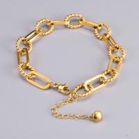 Roestvrij staal armbanden, 316L roestvrij staal, met 6cm extender keten, Geometrisch Patroon, gold plated, ovale keten & voor vrouw, gouden, 7mm, Lengte Ca 16 cm, Verkocht door PC