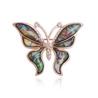 Zinc Alloy Brocher, med Shell, Butterfly, Unisex & Micro Pave cubic zirconia, blandede farver, 35x45mm, Solgt af PC