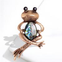 Zinc Alloy Brocher, med Abalone Shell, Frog, forgyldt, Unisex, flere farver til valg, 58x28mm, Solgt af PC