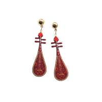 Zinc Alloy Drop Earrings Biwa vintage & for woman & enamel Sold By Pair