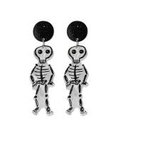 Acryl oorbellen, met Zinc Alloy, Halloween Jewelry Gift & verschillende stijlen voor de keuze & voor vrouw, wit en zwart, 17x68mm, Verkocht door pair