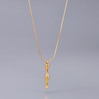 Colar de jóias de aço inoxidável, Aço inoxidável 316L, with 5cm extender chain, Bamboo, cromado de cor dourada, Cadeia de cobra & para mulher, dourado, 5x20mm, comprimento Aprox 45 cm, vendido por PC