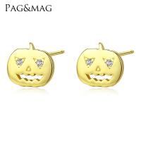 ottone orecchini a borchia, zucca, Gioielli Halloween & Micro spianare cubic zirconia & per la donna, nessuno, 7x7mm, Venduto da coppia