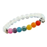 Gemstone Bracelets Natural Stone with Zinc Alloy Round for woman mixed colors 13mm 8mm 8mm Length 20 cm Sold By PC