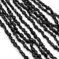 Grânulos de pedra vulcânica preta, Obsidiana, Irregular, naturais, DIY, preto, 6-8mm, vendido para 38 cm Strand