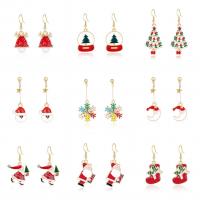 Christmas Earrings Zinc Alloy gold color plated Christmas Design & for woman & enamel & with rhinestone Sold By Pair