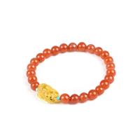 Joyería pulsera de ágata, Yunnan Red Agate, con La cera de abejas & turquesa, hecho a mano & para mujer, 7mm,15.5*11.5*9.5mm,13-15.5cm, Vendido por Sarta