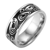 Titanium Staal Finger Ring, Vintage & voor de mens, zwart, Verkocht door PC