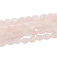 Korálky přírodní Rose Quartz, Flat Oval, lesklý, DIY, růžový, 8x10mm, Prodáno za 38 cm Strand