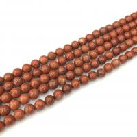 Gemstone Smycken Pärlor, Red Jasper, Rund, polerad, DIY, röd, Såld Per 38 cm Strand