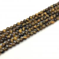 Tiger Eye perle, Krug, uglađen, možete DIY, miješana boja, Prodano Per 38 cm Strand