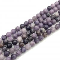 Naturlig Lepidolit Bead, Rund, polerad, DIY, purpur, Såld Per 38 cm Strand