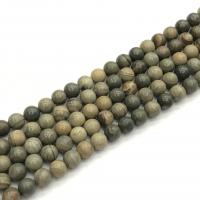 Gemstone Jewelry Beads Silver Leaf Jasper Round polished DIY green Sold Per 38 cm Strand