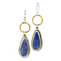 Sinc Alloy Earrings, le Lapis Lazuli, Teardrop, plátáilte, jewelry faisin & do bhean, 46x12mm, Díolta De réir Péire