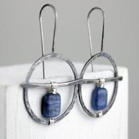 Boucles d'oreilles en pierres précieuses, alliage de zinc, avec Lapis lazuli, Placage, bijoux de mode & pour femme, 47x31mm, Vendu par paire