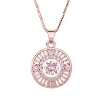 Kubieke Zirkoon Micro Pave Brass Ketting, Messing, met Cubic Zirconia, met 5cm extender keten, Geometrisch Patroon, plated, box ketting & voor vrouw, meer kleuren voor de keuze, nikkel, lood en cadmium vrij, 13x13mm, Lengte Ca 40 cm, Verkocht door PC