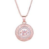 Kubieke Zirkoon Micro Pave Brass Ketting, Messing, met Cubic Zirconia, met 5cm extender keten, Geometrisch Patroon, plated, box ketting & voor vrouw, meer kleuren voor de keuze, nikkel, lood en cadmium vrij, 13x13mm, Lengte Ca 40 cm, Verkocht door PC