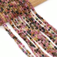 Turmalin Bead, Flat Round, DIY & fasetterad, blandade färger, 4mm, Såld Per 38 cm Strand