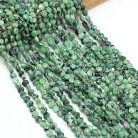 Gemstone šperky Korálky, Emerald, Flat Round, DIY & tváří, zelený, 6mm, Prodáno za 38 cm Strand