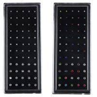 Bijoux de Piercing nez en acier inoxydable, avec strass, plus de couleurs à choisir, 1.5mm,2mm,3mm, 60PC/boîte, Vendu par boîte