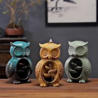 Backflow Incense Burner Porcelain Owl plated for home and office & durable Sold By PC