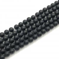 Natural Black Agaat kralen, Zwarte Agaat, Ronde, gepolijst, DIY & frosted, zwart, Per verkocht 38 cm Strand