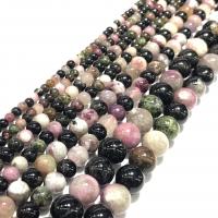 Gemstone šperky Korálky, Tourmaline, Kolo, lesklý, DIY, smíšené barvy, Prodáno za 38 cm Strand