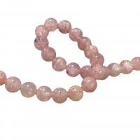 Šperky korálky přírodní křemenné, Strawberry Quartz, Kolo, lesklý, DIY, růžový, Grade AAAAA, Prodáno za 38 cm Strand