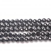 Gemstone Smycken Pärlor, Schorl, Rund, DIY & fasetterad, svart, Såld Per 38 cm Strand