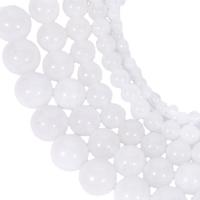 Jade Χάντρες, Jade White, Γύρος, γυαλισμένο, DIY, λευκό, Sold Per 38 cm Strand