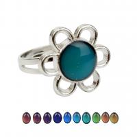 Emaille Mood Finger Ring, Zinc Alloy, Bloem, plated, Verstelbare & voor vrouw & mood emaille, gemengde kleuren, 17mm, Verkocht door PC