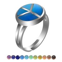 Emaille Mood Finger Ring, Zinc Alloy, plated, Verstelbare & uniseks & epoxy sticker & mood emaille, gemengde kleuren, 17mm, Verkocht door PC