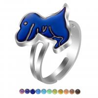 Emalje Mood fingerring, Zinc Alloy, Dinosaur, forgyldt, Justerbar & for børn & epoxy sticker & humør emalje, blandede farver, 16.50x15.30mm, Solgt af PC