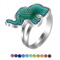 Emaille Mood Finger Ring, Zinc Alloy, Olifant, epoxy sticker, Verstelbare & voor kinderen & mood emaille, gemengde kleuren, 17mm, Verkocht door PC