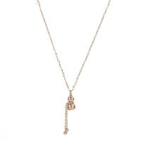 Collier d'acier titane, avec 5cm chaînes de rallonge, calebasse, Plaqué de couleur d'or rose, pour femme, plus de couleurs à choisir, 7x12mm, Longueur Environ 38 cm, Vendu par PC